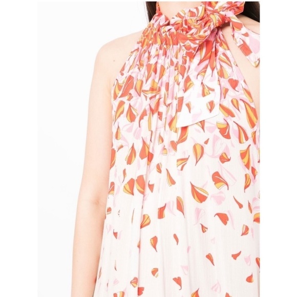 NWT Poupette St Barth Annie Printed Mini Halter Dress in Pink Petale - Picture 3 of 10